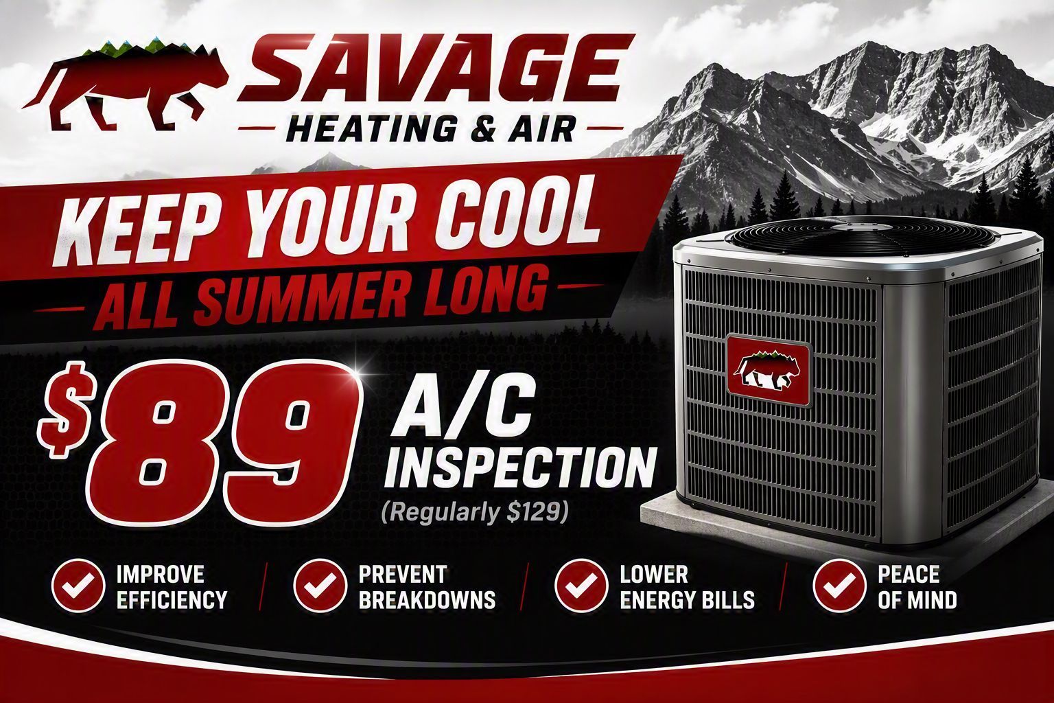 Savage Heating & Air ad: “Keep your cool all summer long”