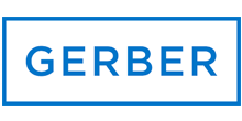 A blue and white gerber logo on a white background.