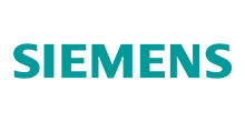 The siemens logo is blue and white on a white background.
