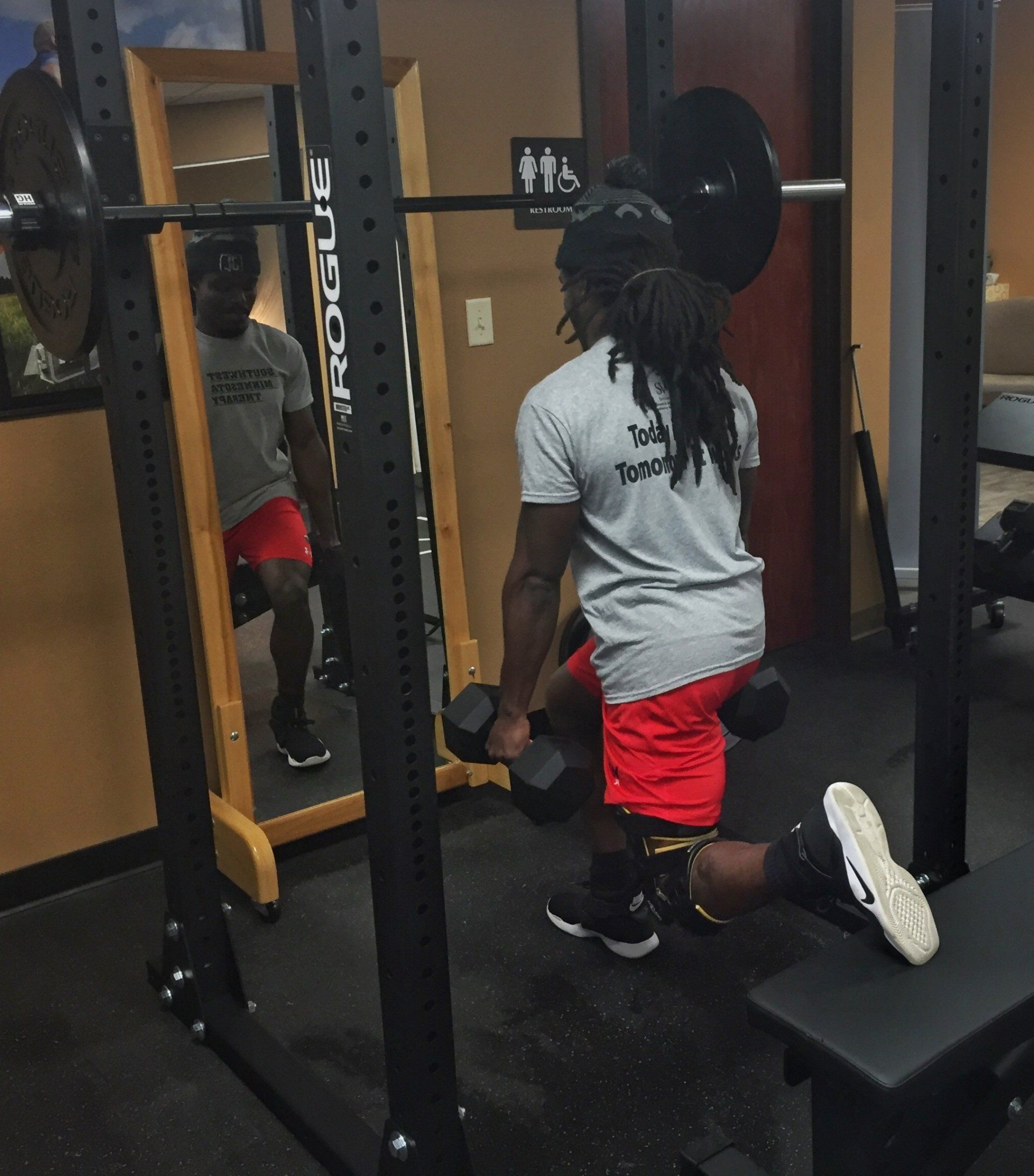 Man in lunging position