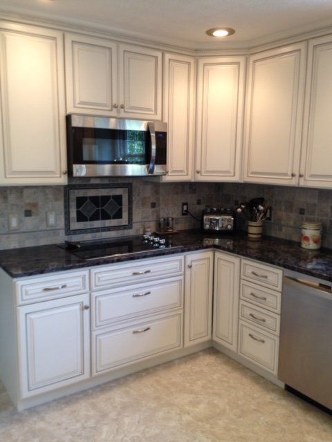 kitchen with white cabinetry