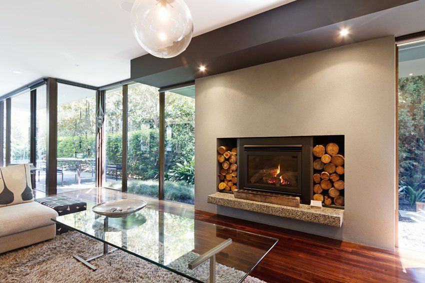 fireplace in the living room
