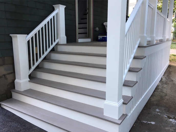 Steps and wooden railing