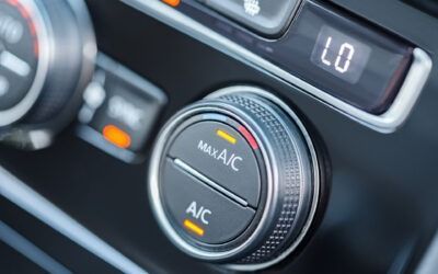 Car dashboard climate control dial with MAX A/C and A/C settings, silver and black trim