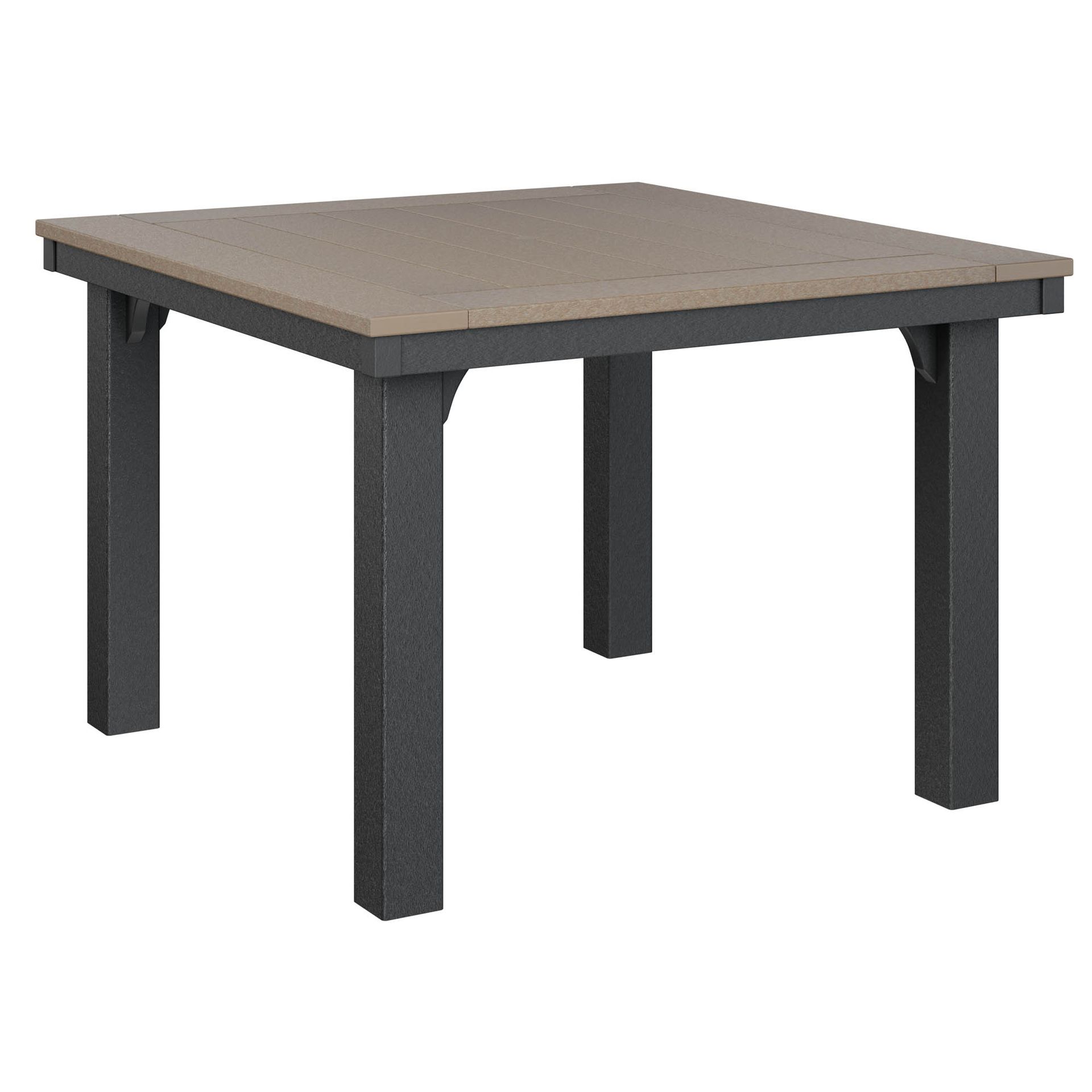Homestead 44-inch square outdoor dining table made from recycled plastic.