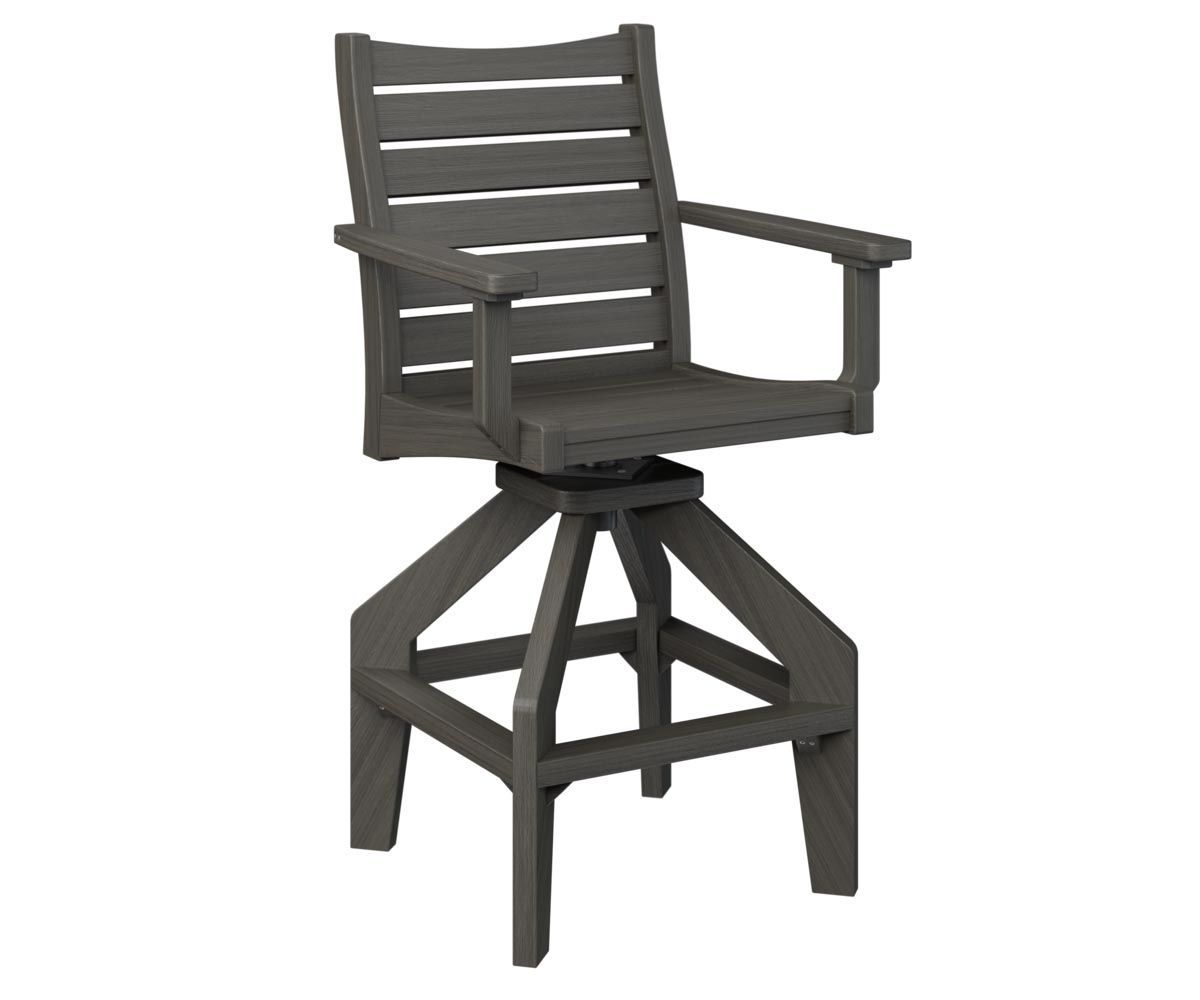 Bristol swivel bar-height patio chair crafted from recycled plastic.