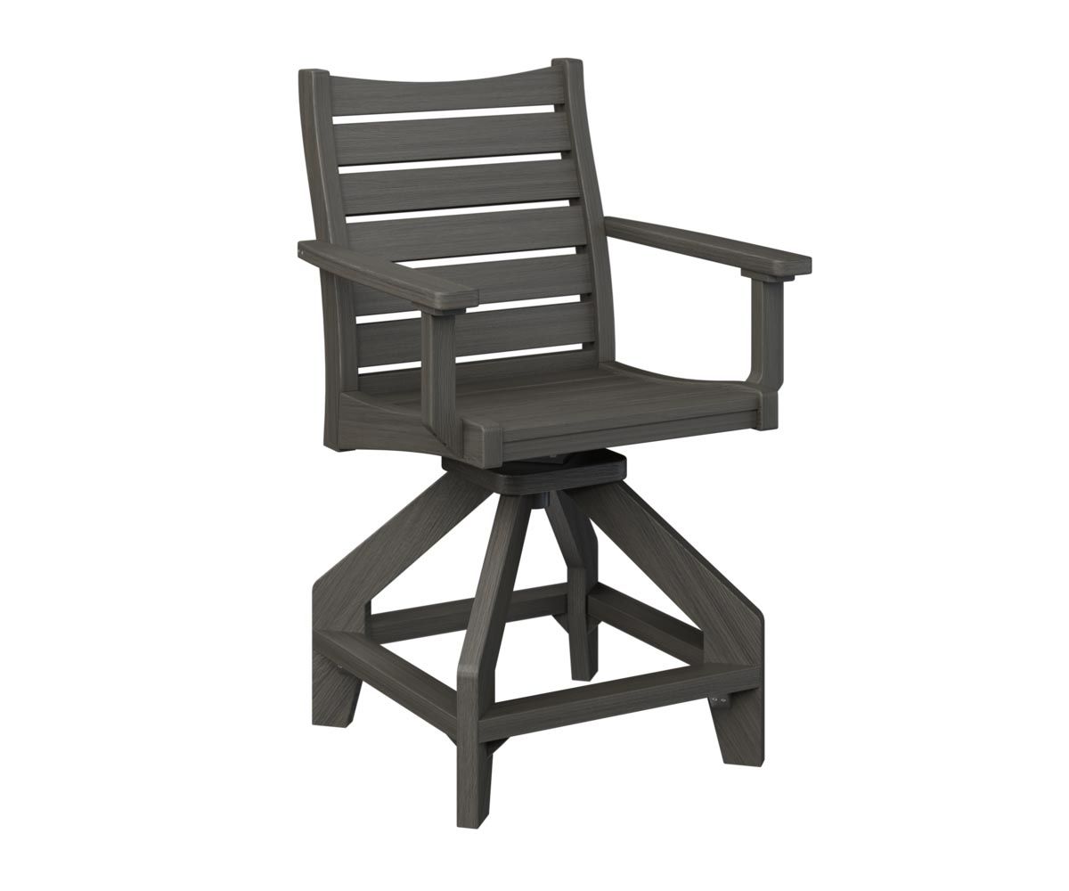Bristol swivel counter-height outdoor chair made from recycled plastic.