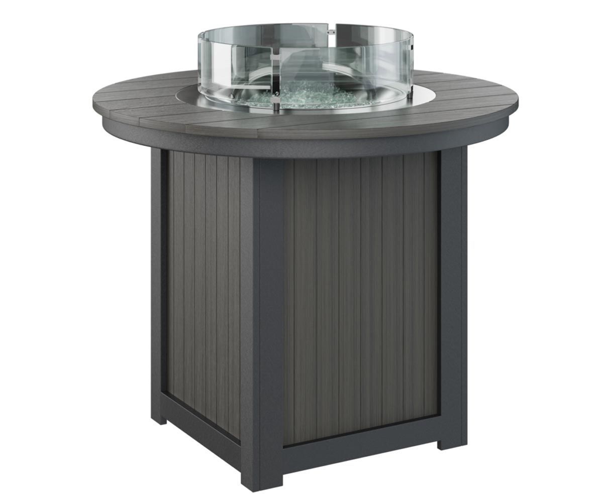 Donoma 44-inch round counter-height fire table creating a warm, inviting atmosphere on Lewisburg patios