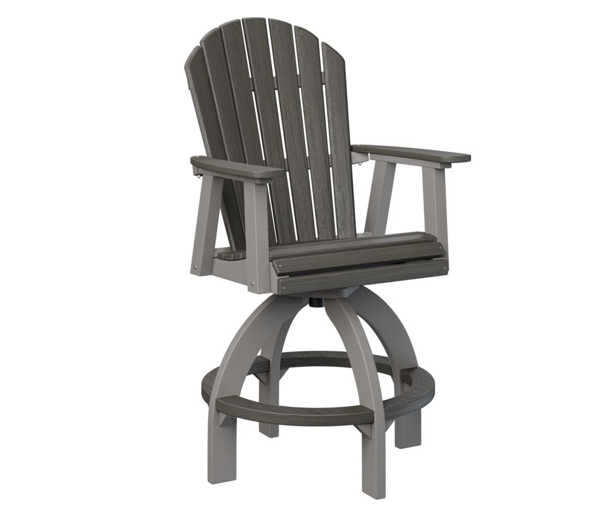 Comfo-Back recycled plastic swivel bar chair designed for outdoor patios or decks.