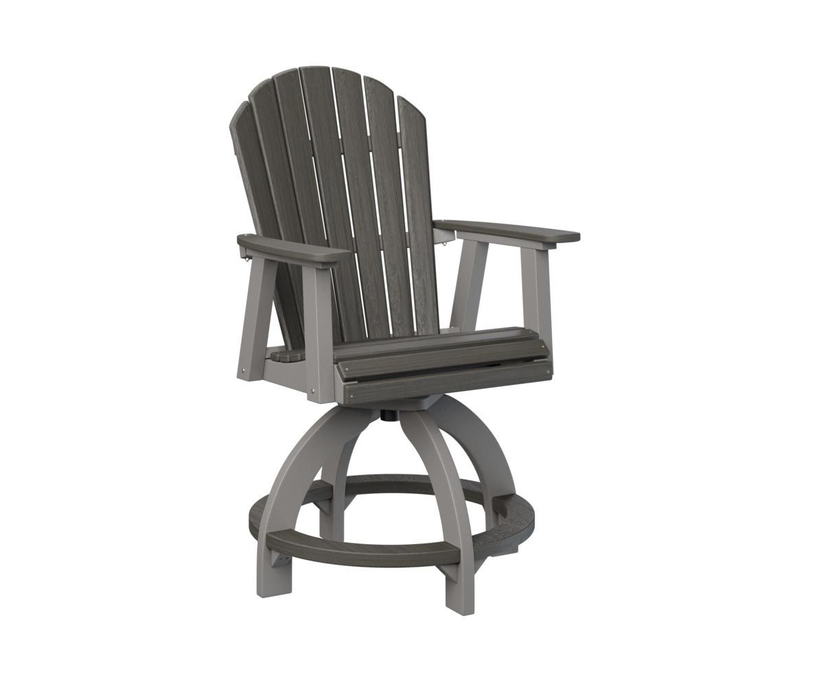 Comfo-Back swivel counter chair made from recycled plastic for outdoor seating.