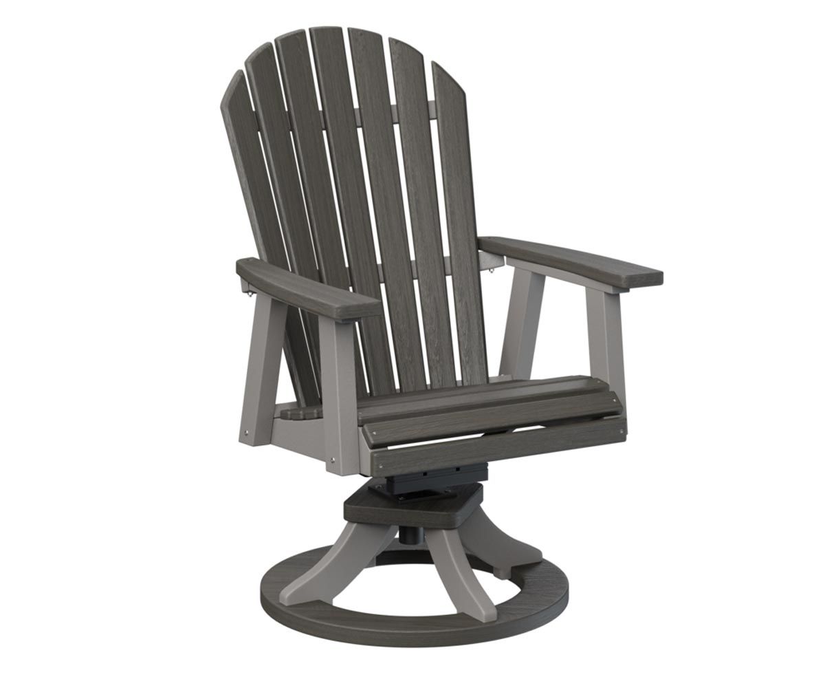 Comfo-Back recycled plastic swivel rocker dining chair for outdoor comfort.