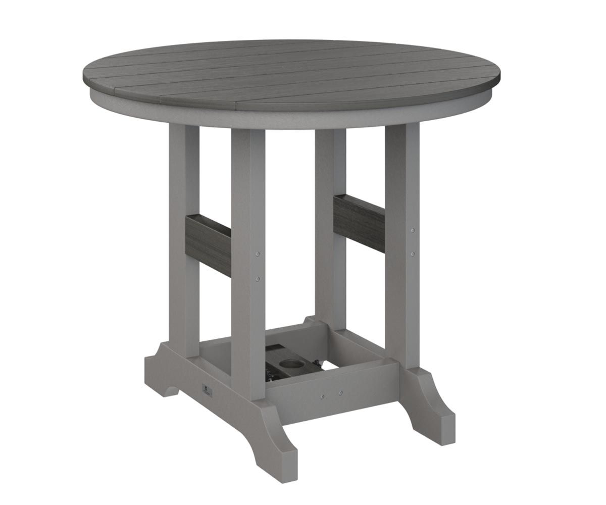 Garden Classic 38-inch round outdoor dining table made from recycled plastic.