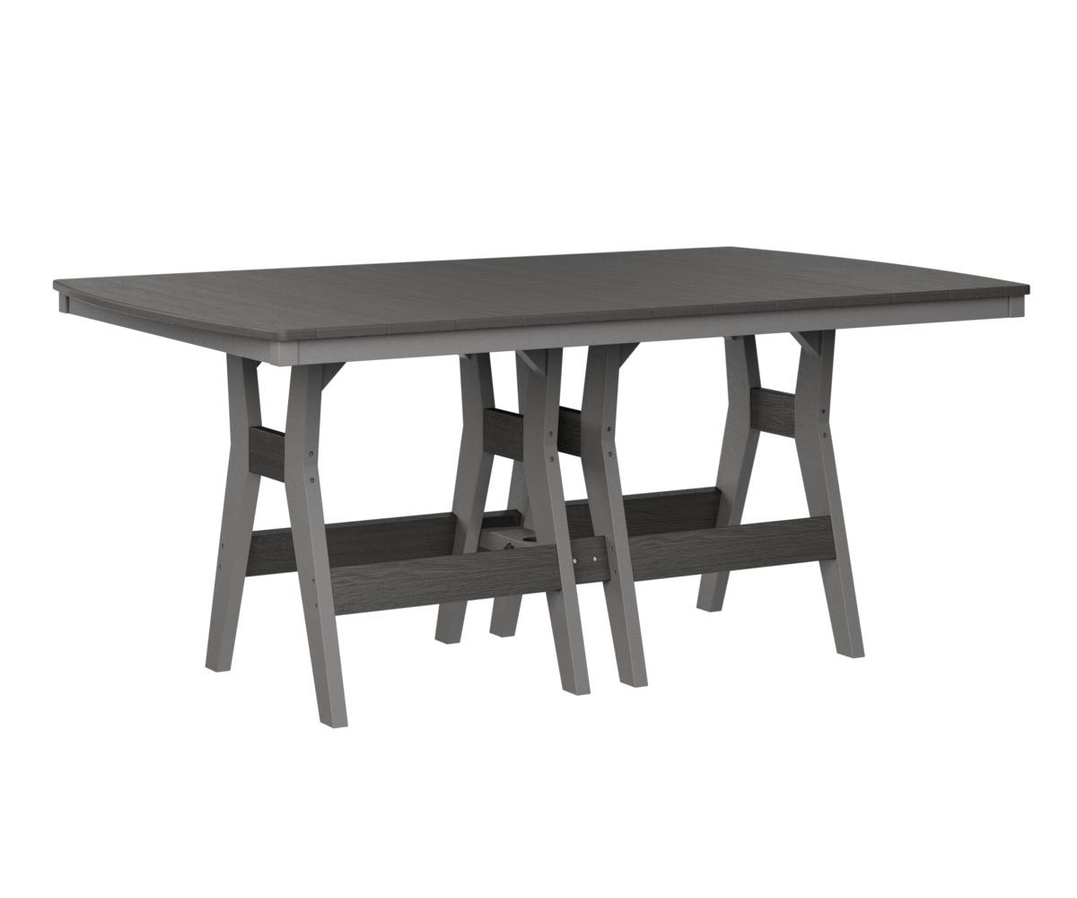 Harbor 44-by-72-inch rectangular outdoor dining table crafted from recycled plastic.