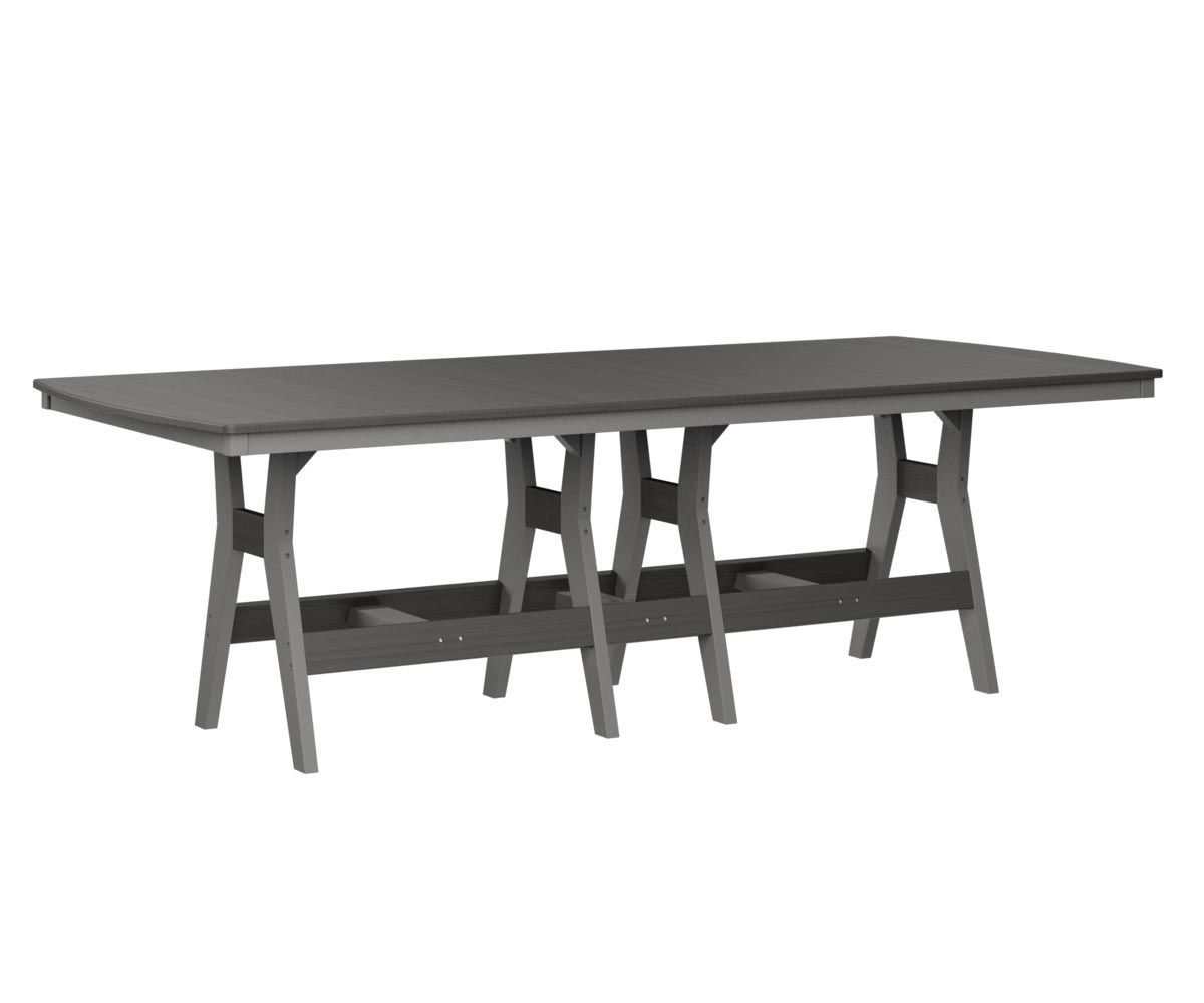 Harbor 44-by-96-inch rectangular patio dining table made from recycled plastic, available in Lewisburg, Pennsylvania.