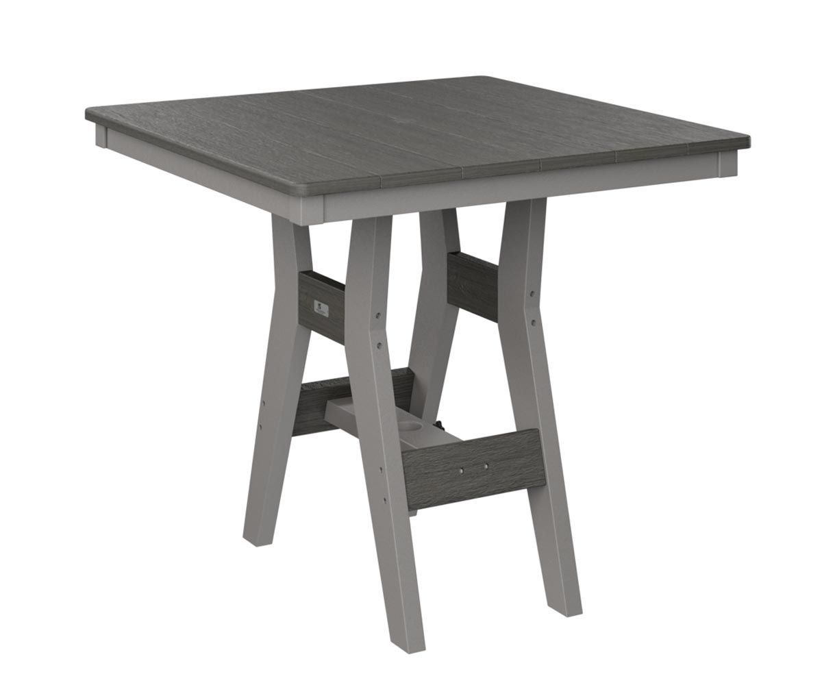 Harbor 33-inch square recycled plastic outdoor dining table.