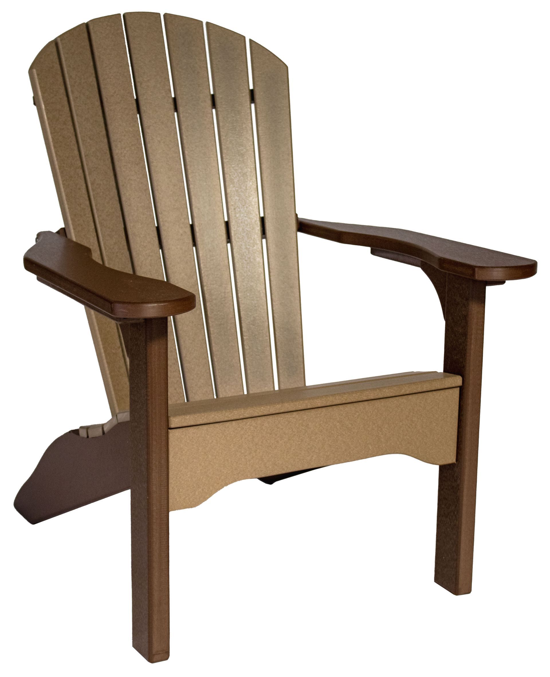 Comfy Adirondack chair crafted from durable recycled plastic, perfect for patio or deck seating.