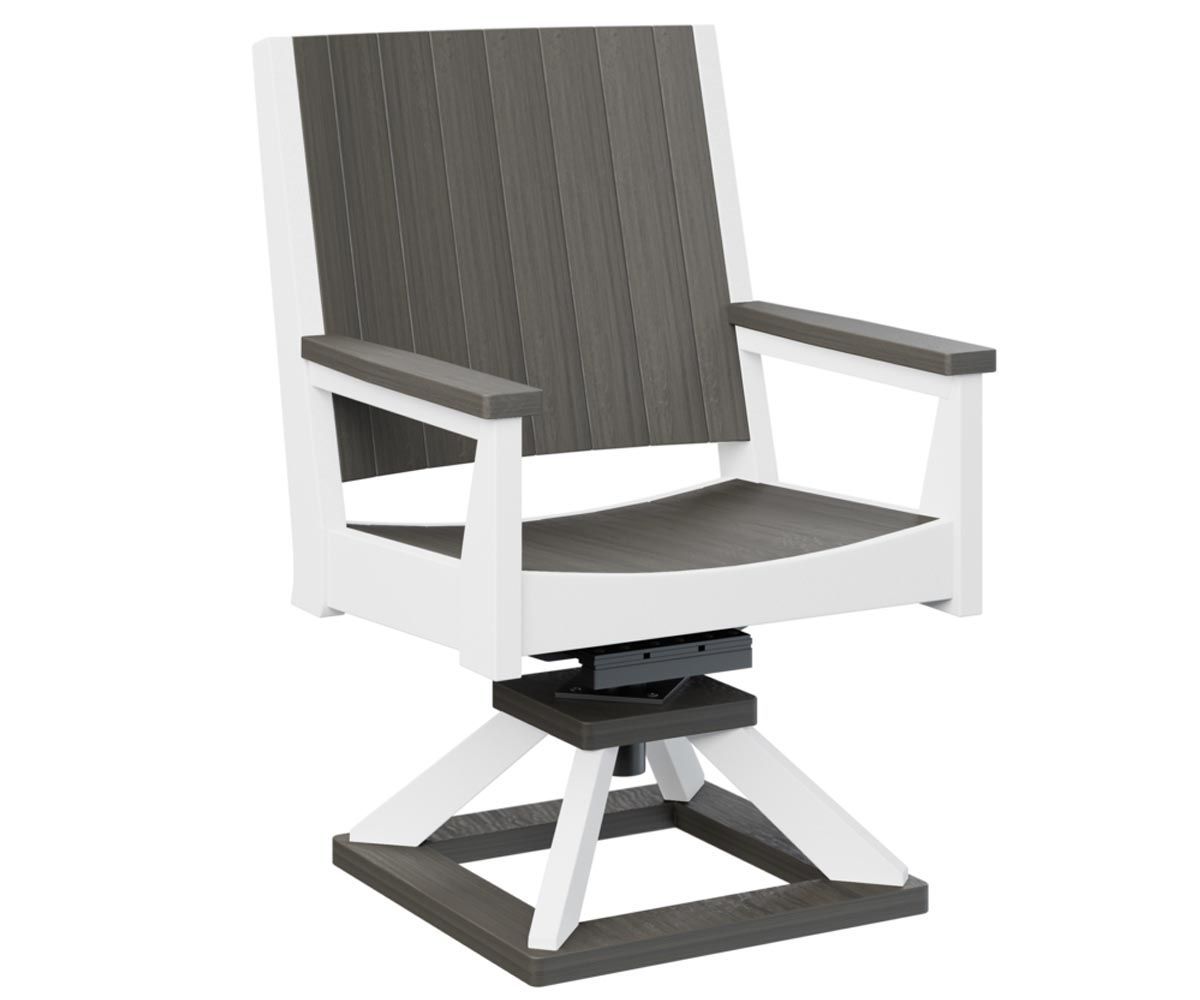 Mayhew Chat recycled plastic swivel rocker dining chair designed for outdoor dining comfort.