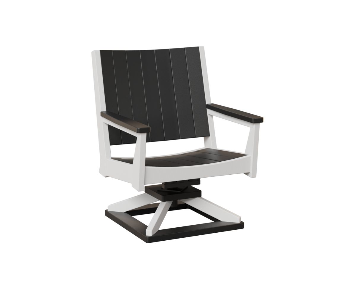 Mayhew Chat swivel rocker chair made from recycled plastic for outdoor comfort.