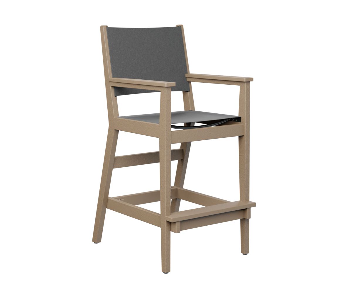 Mayhew Sling bar-height chair made from recycled plastic for outdoor entertaining.