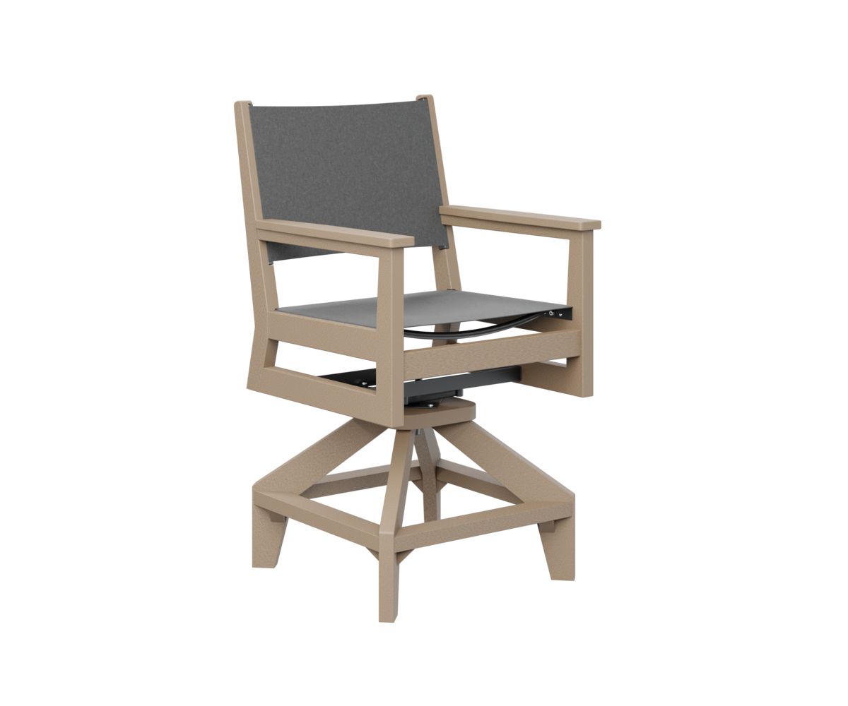 Mayhew Sling recycled plastic swivel counter chair for patio or deck dining areas