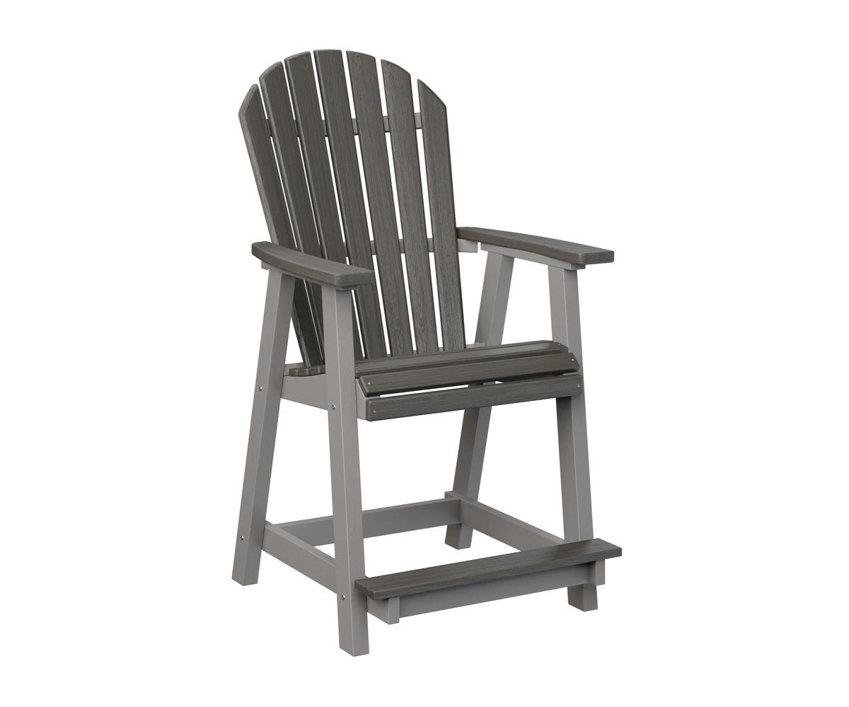 Comfo-Back counter-height chair made from recycled plastic for outdoor seating.