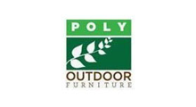 Logo for Poly Outdoor Furniture: green rectangle with white branch, text