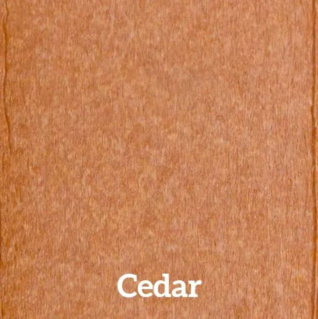 Cedar-colored wood grain, vertical orientation.