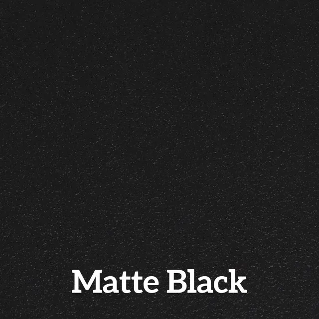 Matte black background with subtle texture, text
