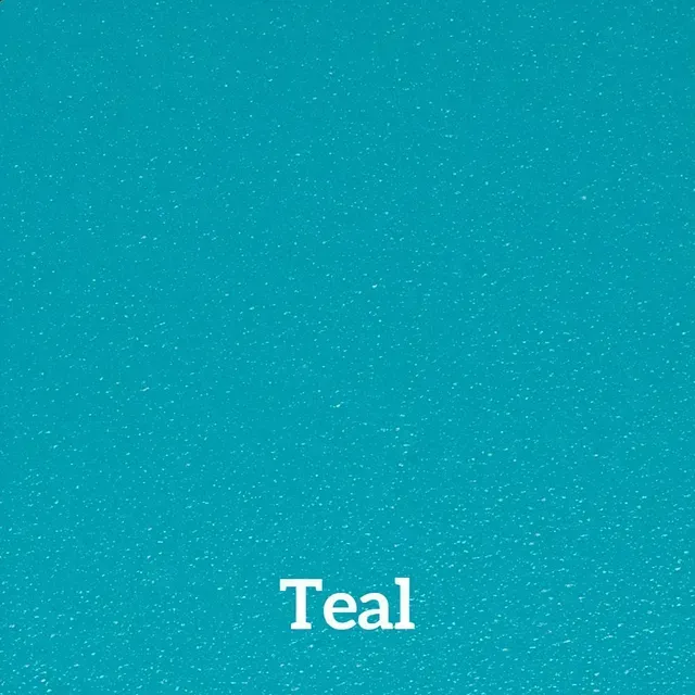 Solid teal background with the word