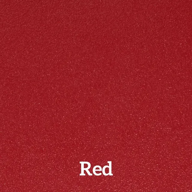 Solid red background with the word