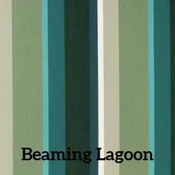 Vertical stripes in shades of green, blue, and white; pattern labeled