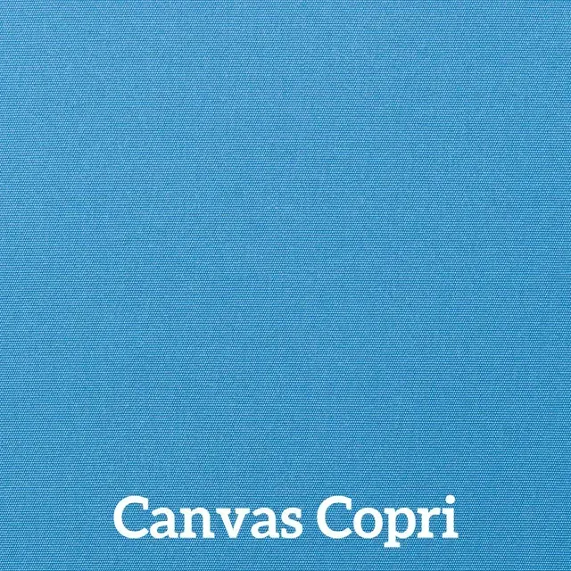 Blue canvas fabric labeled