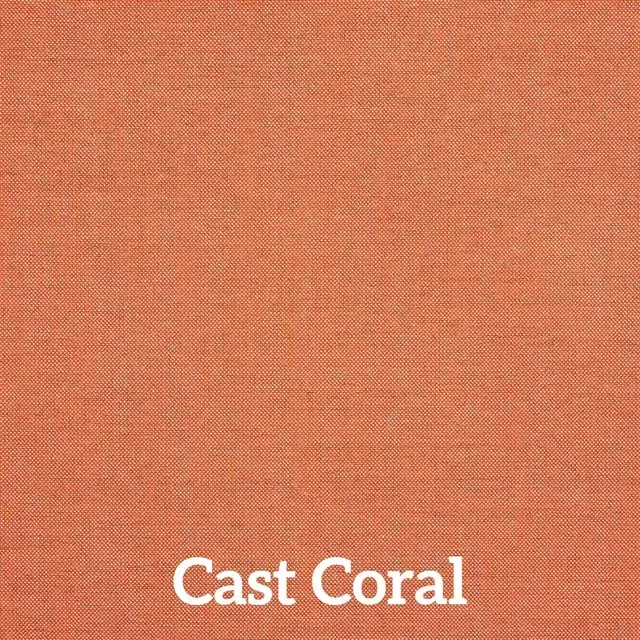 Cast Coral fabric swatch. Solid, warm coral color with subtle texture.