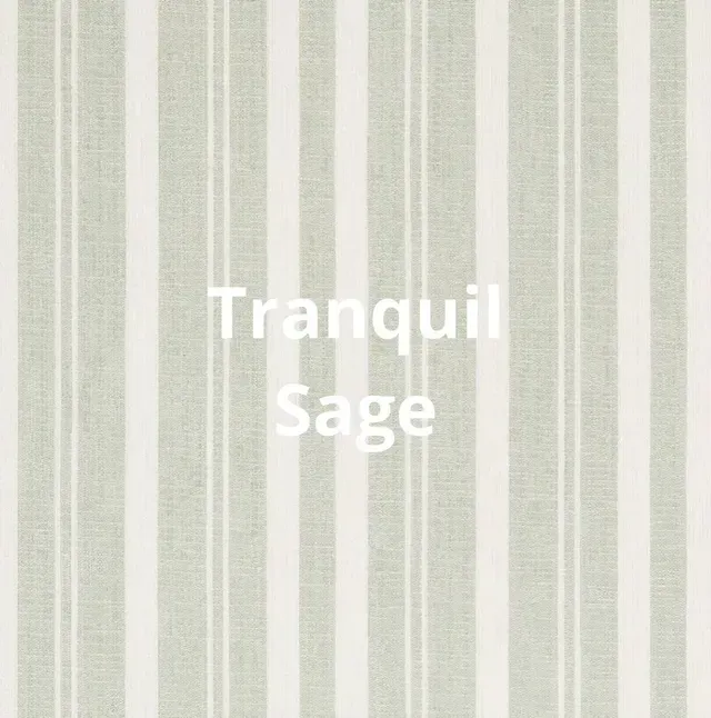 Sage and white striped fabric sample,