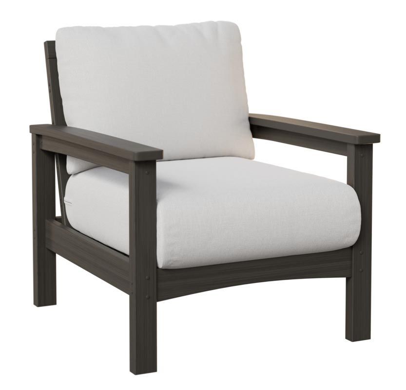 Brown and beige outdoor chair.