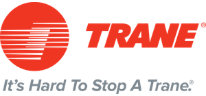Trane logo: Red circle with lines, 