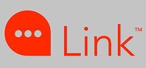 Orange speech bubble with three dots, and the word 