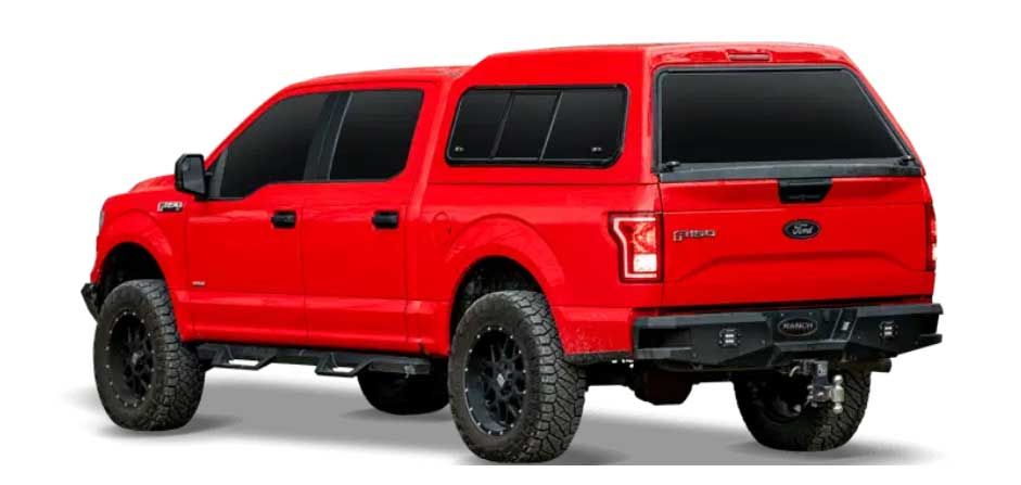 red pickup truck with durable bed cover