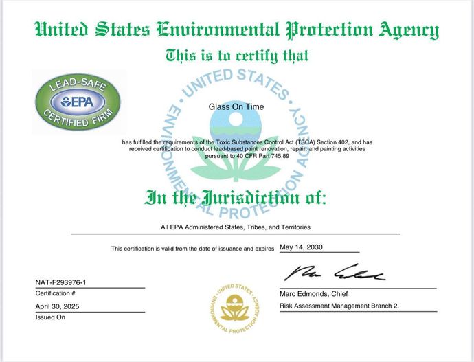 United States Environmental Protection Agency Certificate