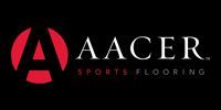 Logo of AACER Sports Flooring, featuring a red circle with a white 