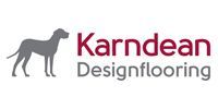 Logo for Karndean Designflooring, with a gray dog silhouette and text in maroon and gray.