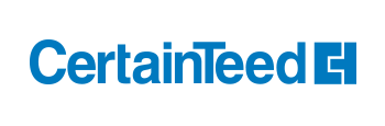 The logo for certainteed is blue and white on a white background.