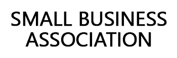 The logo for the small business association is black and white.