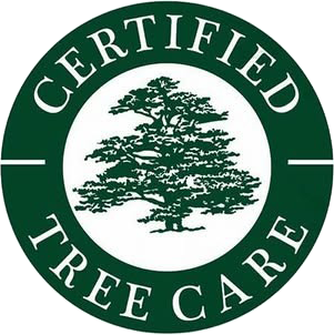 A dark green circular logo with a white silhouette of a tree in the center and the text "CERTIFIED TREE CARE" around it.
