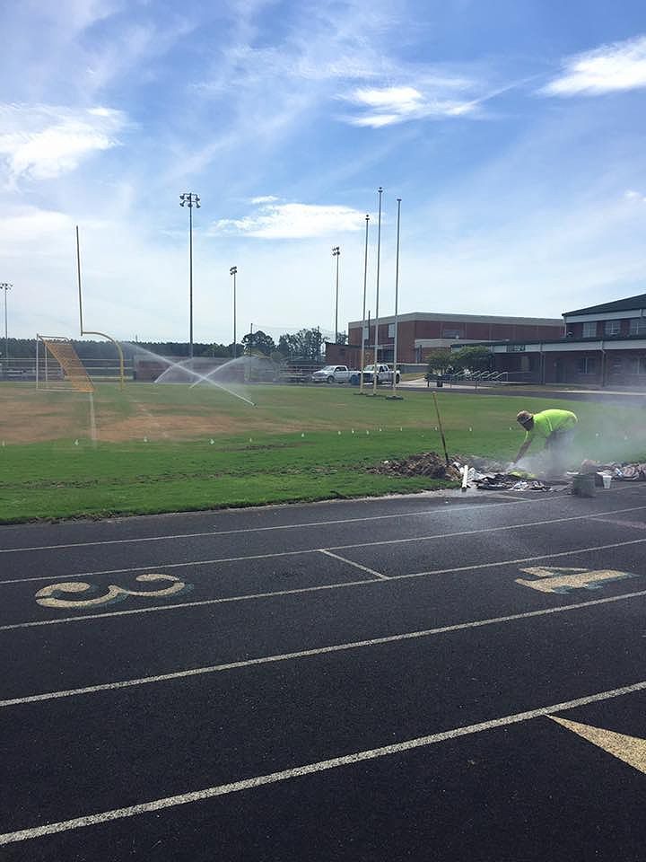 Irrigation system on an open field