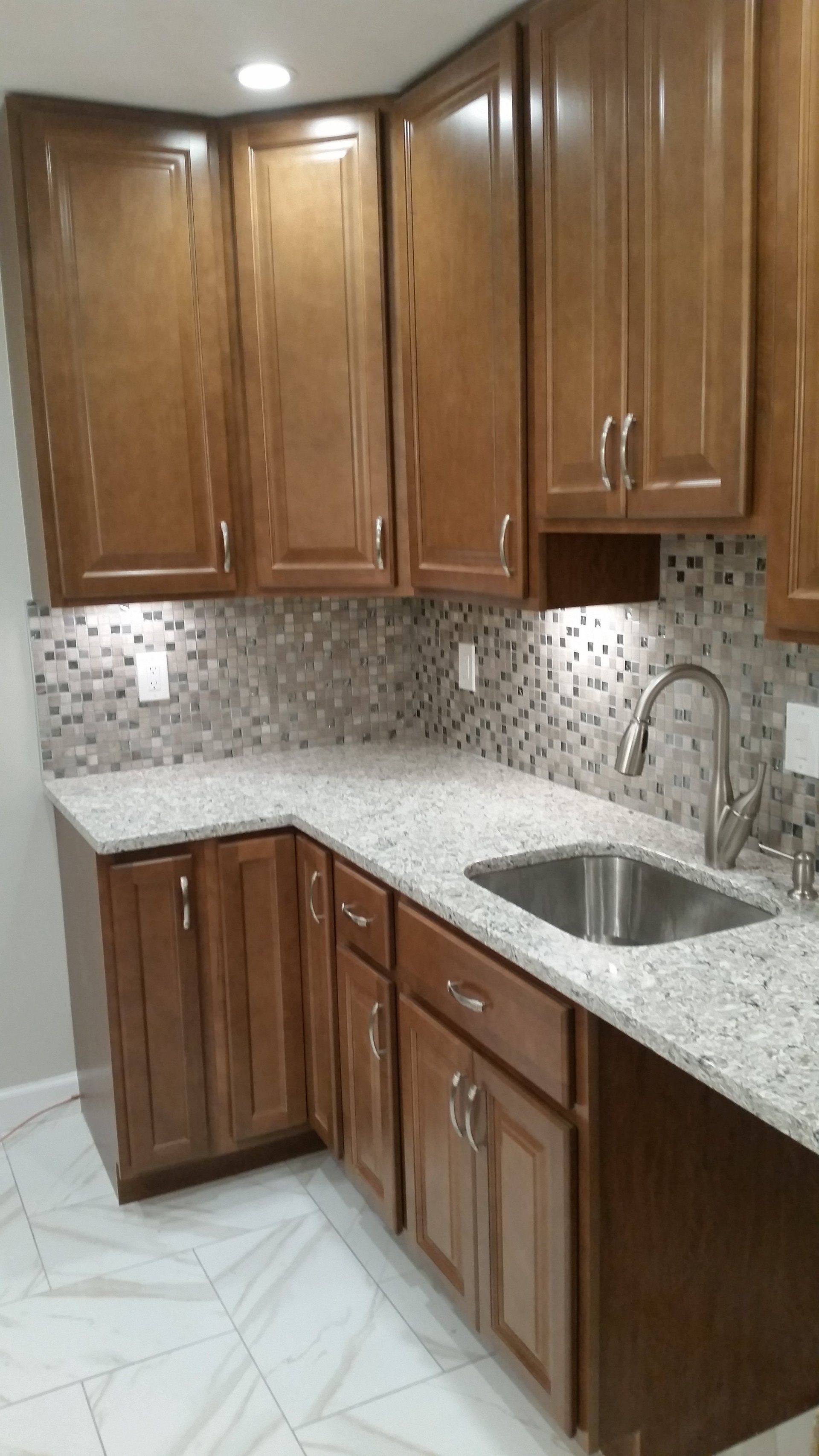 Newly installed kitchen cabinets