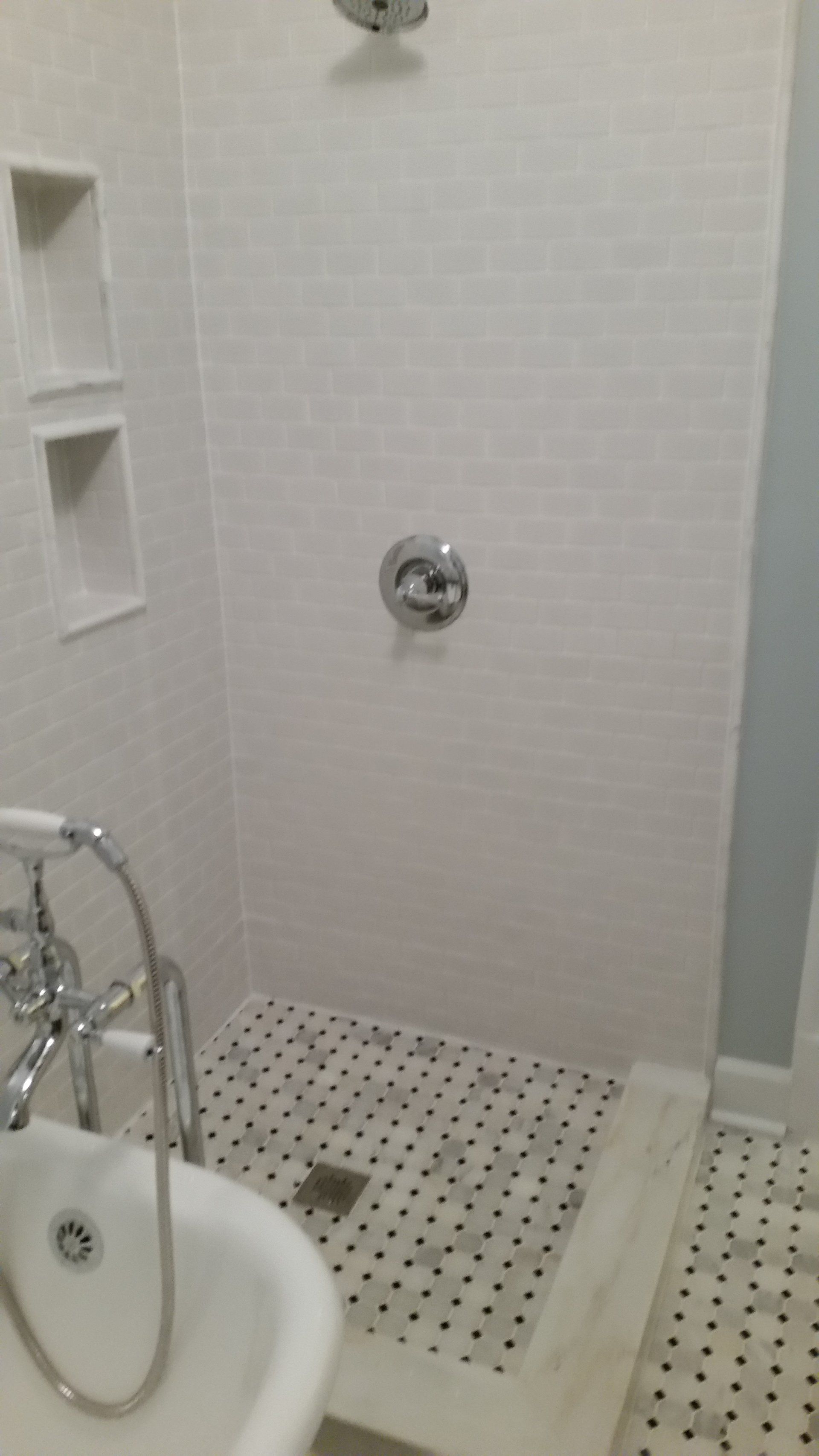 Newly installed bathroom tiles