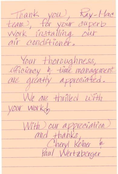 Thank you letter for the ray-mac team