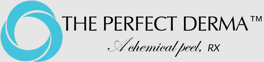 A logo for the perfect derma a chemical peel rx