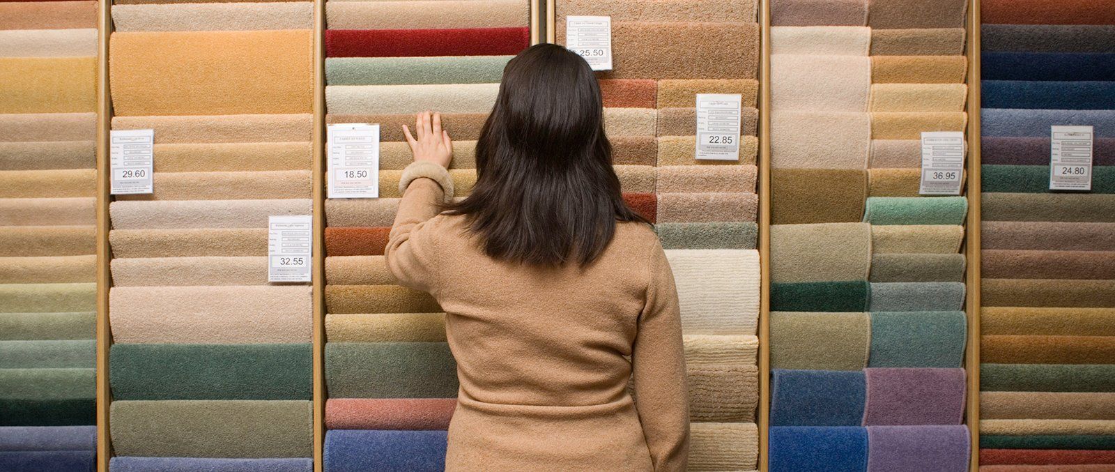 Woman in carpet selection